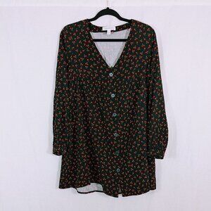 Popsugar Cherry Print Babydoll Dress Size S